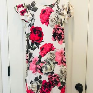 White floral mini dress NWOT (size M)